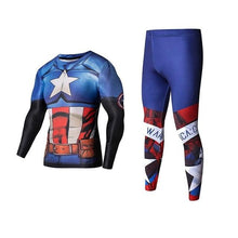 Load image into Gallery viewer, Men&#39;s Compression GYM training Clothes Suits workout Superman jogging Sportswear Fitness Dry Fit Tracksuit Tights 2pcs / sets